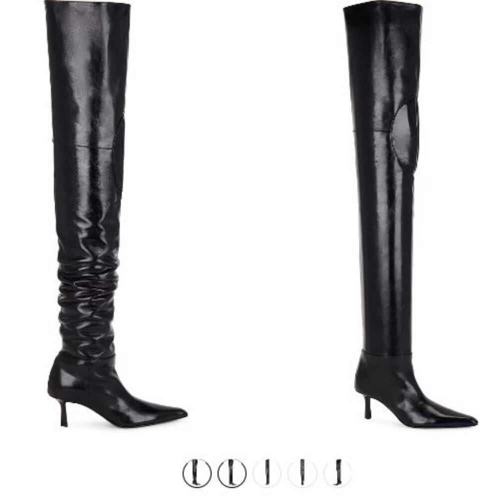 LIKE NEW Alexander Wang Viola 65 High Hip Boot in Black  LEATHER HEELS